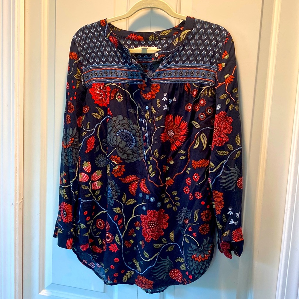 Loft Multi Patterned Button Down Blouse - image 1